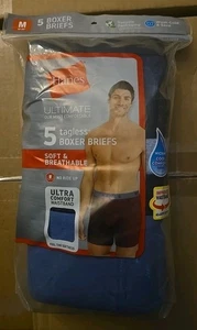 New Medium Hanes Men’s Ultimate Tagless Boxer Briefs 5 Pack Size Soft Breathable - Picture 1 of 3