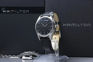 [Near MINT w/BOX ] HAMILTON Jazzmaster H325050 Black Dial Automatic Men's Watch - Picture 1 of 14