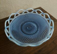 Vintage Imperial Glass Katy Blue Laced Edge Depression Glass Bowl