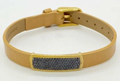 QVC итальянский 14K золото 1.00cttw черный шпинель станции кожаный браслет верблюд - Изображение 1 из 4