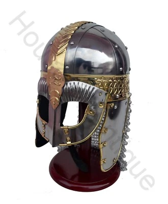 Casco de cota de malla vikingo medieval Gjermundbu - Casco de armadura auténtico listo para la batalla Foto 1 de 4