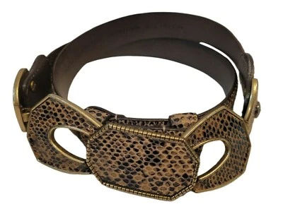 Chico’s Oro Imitación Piel de Serpiente Cuero Real Clip de Cinturón Hebilla Deslizable Ajustable S/M Foto 1 de 4