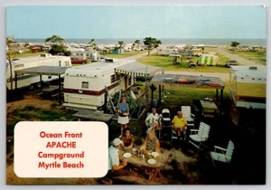 Myrtle Beach SC Apache Beach Campground People Cookout Advertising Postcard U22 - Picture 1 of 2