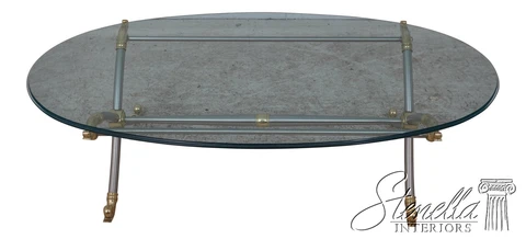 60776EC: Quality Steel & Brass Regency Glass Top Coffee Table Cover