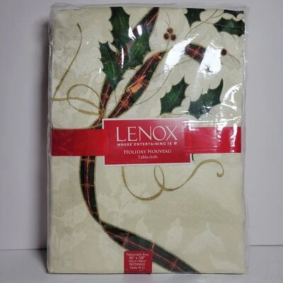 New Lenox Holiday Nouveau Tablecloth 60” X 120” Rectangle Christmas Holly - Image 1 of 4