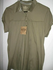 New w/tag women's 1X Knit SHIRT dark tan ROUTE 66 top short sleeve - Picture 1 of 4