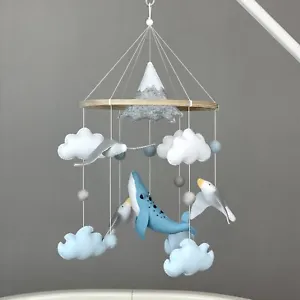 Nautical baby mobile crib whale Ocean mobile seagull Sea mobile Ocean nursery - Picture 1 of 12