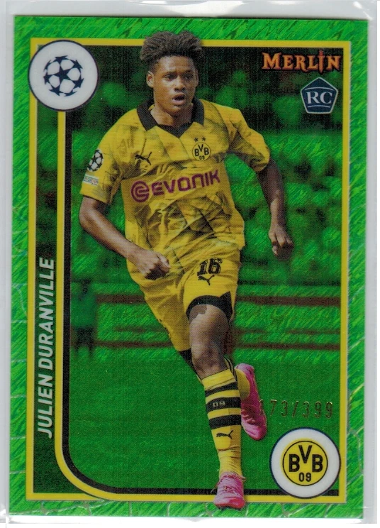 2023-24 Topps Merlin UEFA Neon Green Shimmer Rookie /399 Julien Duranville - Image 1 of 1