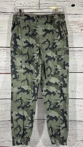 Arizona Camouflage Pants Boys Size 16 Green Drawstring Pockets Joggers Cotton - Picture 1 of 9