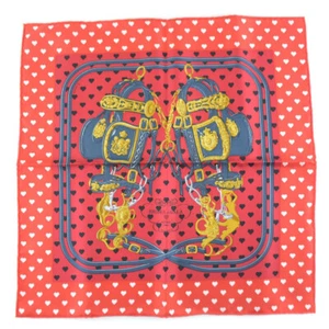 HERMES heart Carree42 scarf Red silk Women - Picture 1 of 6