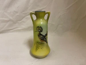Bud Vase Double Handled Austria Antique Birds Hoopoe - Picture 1 of 3