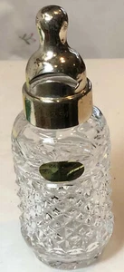 Vintage Japanese 24%Pbo Lead Crystal Hand Cut Silver Lid PLM Initials Bottle P/O - Picture 1 of 9