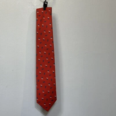 Corbata de hombre BATTISTONI 100 % seda roja azul diseño floral geométrico Italia Foto 1 de 4