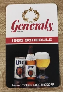 1985 New Jersey Generals Football Schedule USFL - Picture 1 of 2
