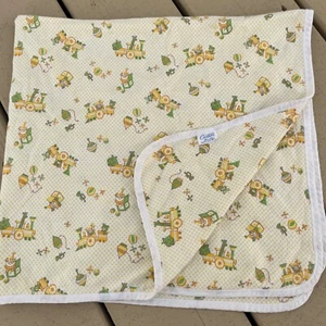 Manta bebé vintage Carters algodón 36x36 juguetes trenes - Imagen 1 de 4