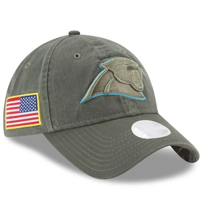 Женская папина кепка с ремешком New Era Carolina Panthers 17 Salute Service 9Twenty - Изображение 1 из 4