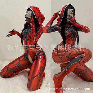 New Venom Spider-Gwen Jumpsuit Women Cosplay Suit Costume Halloween Open Crotch - Picture 1 of 7