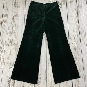 TRUE VTG 60S VELOUR HIGH RISE ZIP BELL BOTTOM PANTS FORREST GREEN HIPPY 29x31 - Picture 1 of 8
