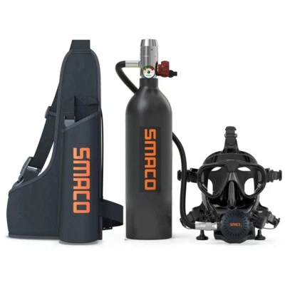 1L Scuba Diving Tanks with Full Face Diving Mask Set Breathing Apparatus for Div - Image 1 of 4