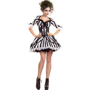 Women Cosplay Costume Evil Clown Outfit Pleated Skirt Stripes Performance Wear - Picture 1 of 12