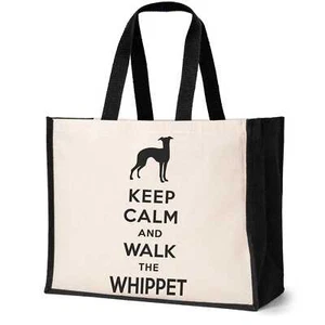 Keep Calm & Walk The Whippet Tragetasche Hundeliebhaber Damen Canvas Shopper - Bild 1 von 6