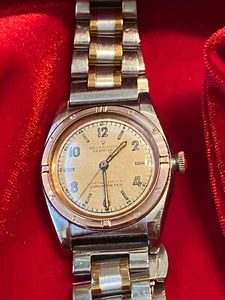 ROLEX OYSTER PERPETUAL 1948 RARE CLASSIC BUBBLE-BACK ROSE GOLD / STAINLESS WATCH - Picture 1 of 10