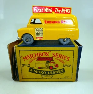 Matchbox RW 42A Evening News Van ruedas de metal amarillo excelente en caja "B" - Imagen 1 de 12