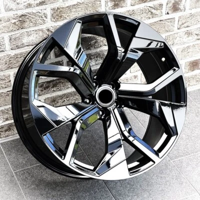 22" RSQ8 STYLE GLOSS BLACK WHEELS RIMS FITS AUDI SUV 5X112 SQ5 Q7 SQ7 Q8 SQ8 - Image 1 of 4