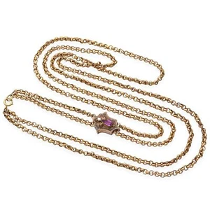 Antique Gold-Filled Paste and Pearl Slide Chain - Picture 1 of 5