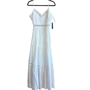 Maxi Vestido Lulu’s Sin Mangas Espalda Sin Encaje Recortado Blanco Rayón Boho Novia - Imagen 1 de 14