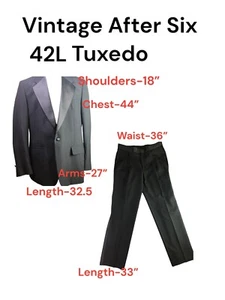 Vintage After Six 42L Tuxedo Jacket And Pants 36X33 Wedding Prom Cruise - Picture 1 of 21