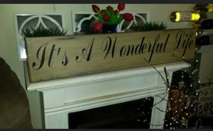 It's a Wonderful Life Sign Large Horizontal Sign Primitive Modern Farmhouse - Picture 1 of 7