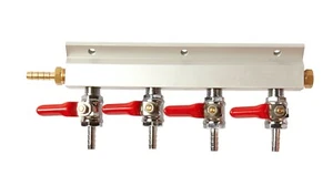 4 Way Compressed Gas Manifold 5/16 in Barbed Line Splitter Multi Keg Set Up - Picture 1 of 3