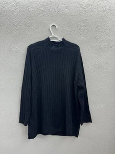 Saks Fifth Ave Womens Sweater Size XL Black Knit Silk Cashmere Real Clothes VTG - Picture 1 of 12
