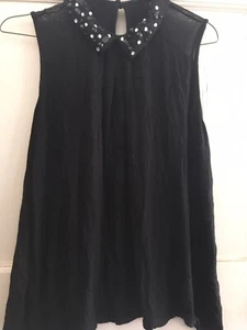 BLACK TOP SIZE 12 With Jewelled Collar - Picture 1 of 4