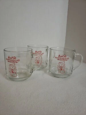 Vintage 1998 Marshall Field's Santabear Clear  Glass Mug, Lot of 3 - Image 1 of 4