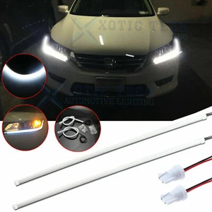 White Illuminating LED DRL Strip Headlight Retrofit For Honda Accord Sedan 13-15 - Picture 1 of 10