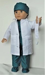 Coat Scrubs Cap Mask Shoe Cover For 18 in American Girl Logan Boy Doll Clothes - Picture 1 of 6