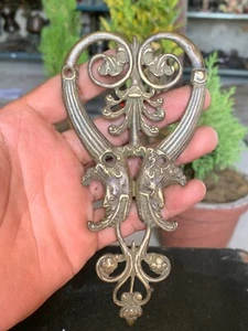 18th C Antique Brass Escutcheon Architectural Salvage Door Plate Keyhole Cover - Picture 1 of 8