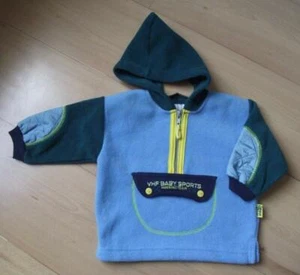 Baby Jungen Fleece Kapuzenpullover blau grün Langarm Hoodie Oberteil 12 Monate NEU - Bild 1 von 1