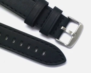20mm Black Rivet Style Crazy horse Leather Replacement Watch Band - Hamilton 20 - Picture 1 of 5