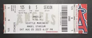 2023 Seattle Mariners vs Los Angeles Angels Ticket Stub 8/5/23 - Mint! - Picture 1 of 1