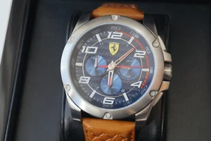 Genuine Ferrari Men`s Watch Chronograph Leather Band - Picture 1 of 8