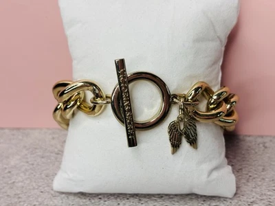 Victoria Secret 8inch Gold Chain Toggle Bracelet With Rhinestone Accent - Image 1 of 2