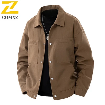Men's Jacket Autumn Comfortable Windproof Jacket Male Casual Daily Retro Single  - Image 1 of 4