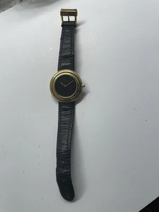 Fendi, Men, Gold Plate, Black Leather Fendi Band, Black Background - Picture 1 of 9