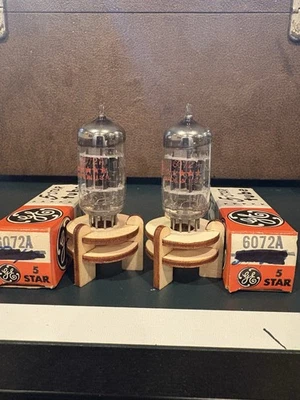 Match Pair GE 6072A 12AY7 Black Plate 5star 3Mica Tubes TV7&Maxi Test NOS NIB🎶 - Image 1 of 4