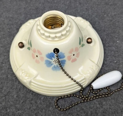 Lámpara de techo restaurada de porcelana de un solo bombo PORCELIER: Art Deco y MCM Foto 1 de 4