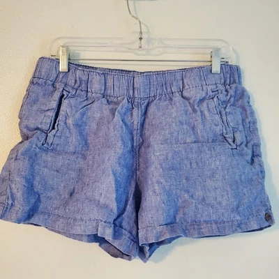 Pantalones Cortos Lilly Pulitzer Mujer Grandes Azul 100% Lino Pull-On Bolsillos Cintura Elásticos Foto 1 de 4