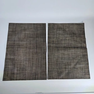 Set of 2 Woven Vinyl Table Placemats – Heat Resistant Washable Brown Black - Picture 1 of 4